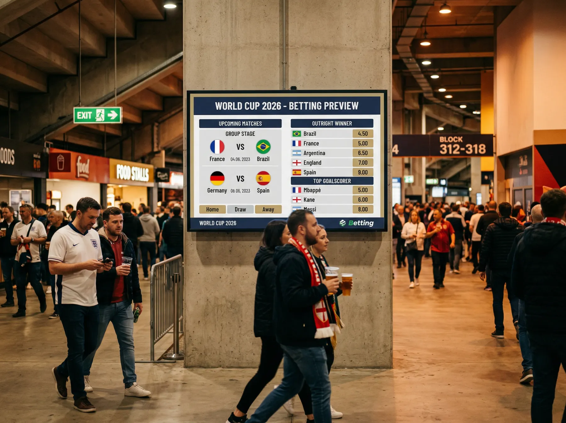 Colourful betting market board showing World Cup 2026 special markets and novelty odds