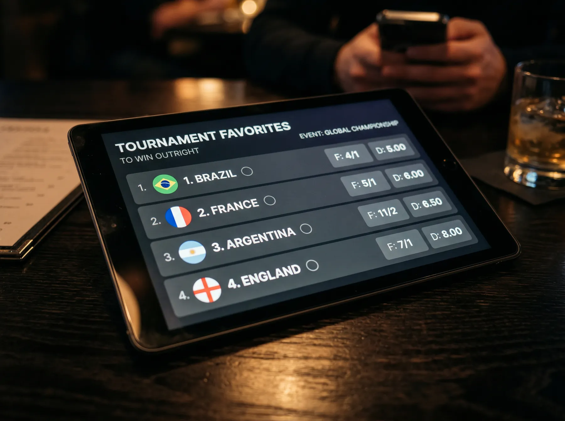 World Cup 2026 outright winner odds showing top favourites Brazil, France, Argentina, England, Spain and Germany
