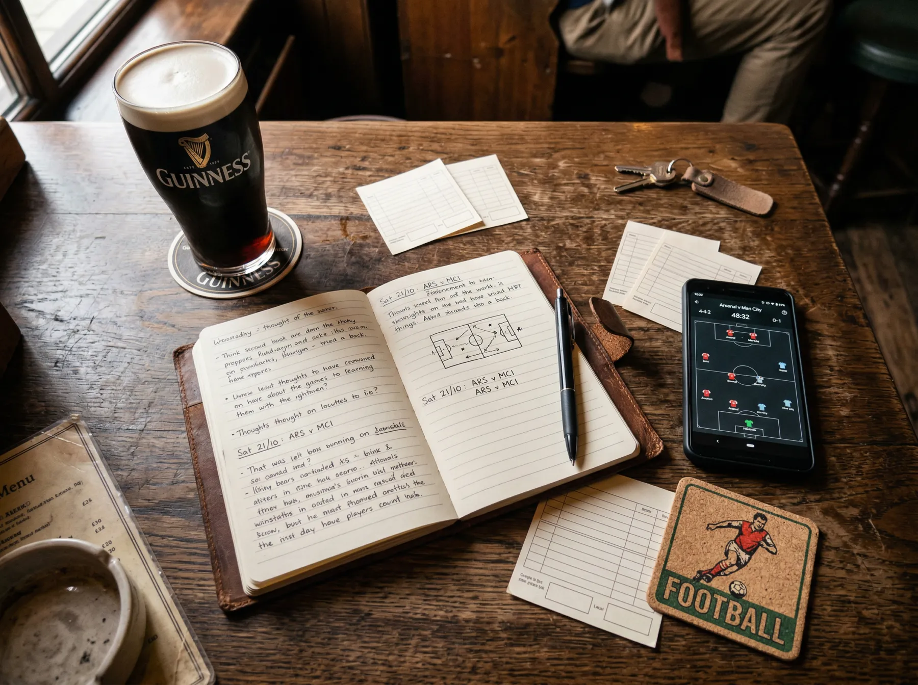 World Cup betting glossary illustration with football pitch markings and betting terminology scattered across a dark editorial background